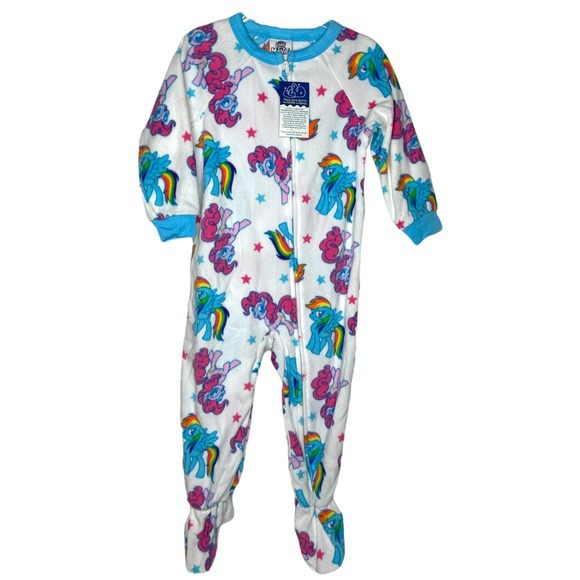 My Little Pony Girls Fleece Footed‎ Pajama Size 2T Blue Poly Flame Resistant NWT - Picture 1 of 6
